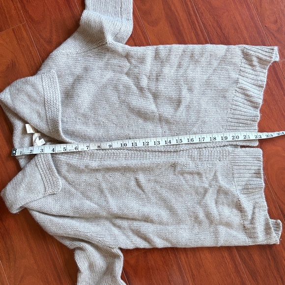 Inhabit 100% Cashmere Oatmeal Grey Open Front Long Sleeve Cardigan Sweater - Picture 10 of 11